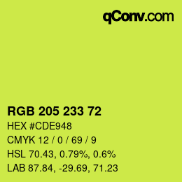 カラーコード: RGB 205 233 72 | qconv.com