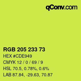 颜色代码: RGB 205 233 73 | qconv.com