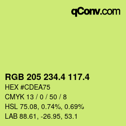 カラーコード: RGB 205 234.4 117.4 | qconv.com