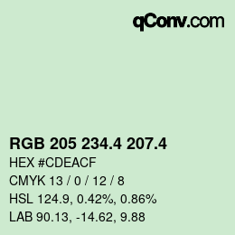 カラーコード: RGB 205 234.4 207.4 | qconv.com