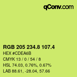 カラーコード: RGB 205 234.8 107.4 | qconv.com