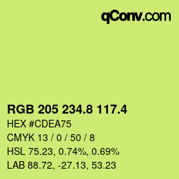 カラーコード: RGB 205 234.8 117.4 | qconv.com