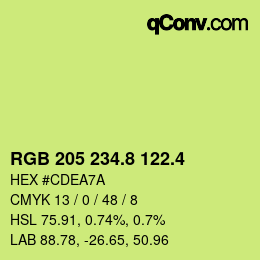 カラーコード: RGB 205 234.8 122.4 | qconv.com