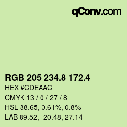 カラーコード: RGB 205 234.8 172.4 | qconv.com