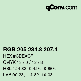 カラーコード: RGB 205 234.8 207.4 | qconv.com