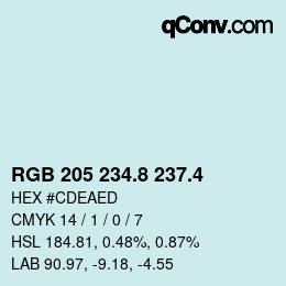 カラーコード: RGB 205 234.8 237.4 | qconv.com