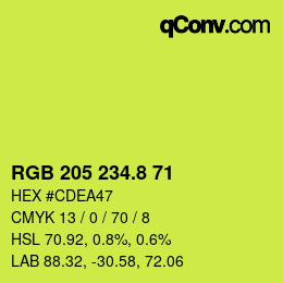 カラーコード: RGB 205 234.8 71 | qconv.com