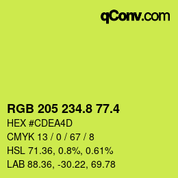 カラーコード: RGB 205 234.8 77.4 | qconv.com