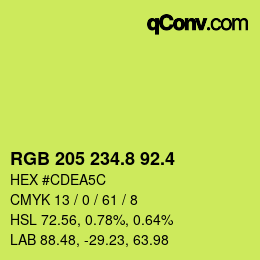 カラーコード: RGB 205 234.8 92.4 | qconv.com