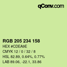 Color code: RGB 205 234 158 | qconv.com