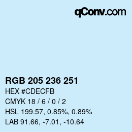 Color code: RGB 205 236 251 | qconv.com