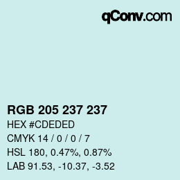 Color code: RGB 205 237 237 | qconv.com