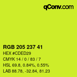 Color code: RGB 205 237 41 | qconv.com
