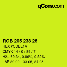 カラーコード: RGB 205 238 26 | qconv.com