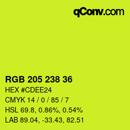 Color code: RGB 205 238 36 | qconv.com