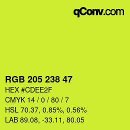 カラーコード: RGB 205 238 47 | qconv.com