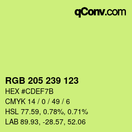 Color code: RGB 205 239 123 | qconv.com
