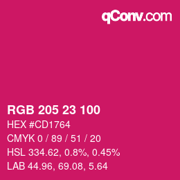 Color code: RGB 205 23 100 | qconv.com