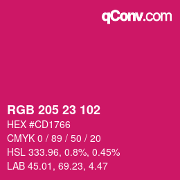 Color code: RGB 205 23 102 | qconv.com