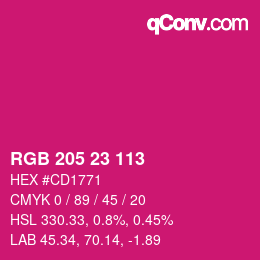 Color code: RGB 205 23 113 | qconv.com