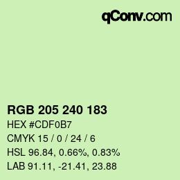 Color code: RGB 205 240 183 | qconv.com