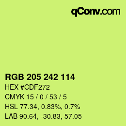 Color code: RGB 205 242 114 | qconv.com