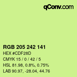 颜色代码: RGB 205 242 141 | qconv.com