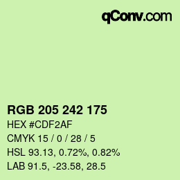 カラーコード: RGB 205 242 175 | qconv.com