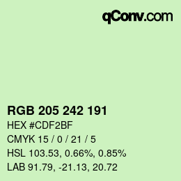 Color code: RGB 205 242 191 | qconv.com