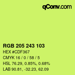 Color code: RGB 205 243 103 | qconv.com