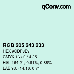 Color code: RGB 205 243 233 | qconv.com