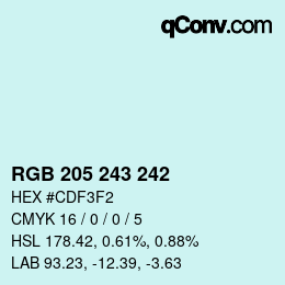 Color code: RGB 205 243 242 | qconv.com