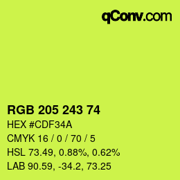 颜色代码: RGB 205 243 74 | qconv.com