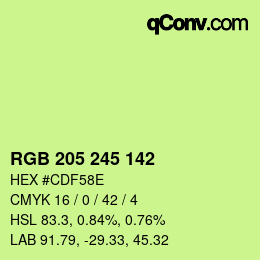颜色代码: RGB 205 245 142 | qconv.com
