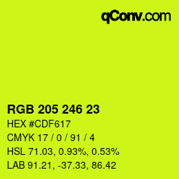 Color code: RGB 205 246 23 | qconv.com