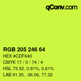 Code couleur: RGB 205 246 64 | qconv.com