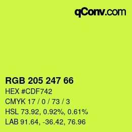 Color code: RGB 205 247 66 | qconv.com