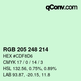 Color code: RGB 205 248 214 | qconv.com