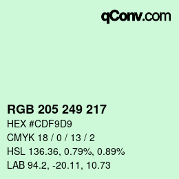 Color code: RGB 205 249 217 | qconv.com