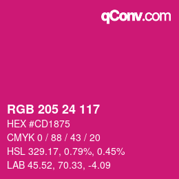 Color code: RGB 205 24 117 | qconv.com