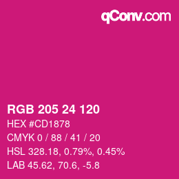 Color code: RGB 205 24 120 | qconv.com