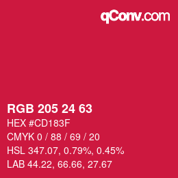 Color code: RGB 205 24 63 | qconv.com