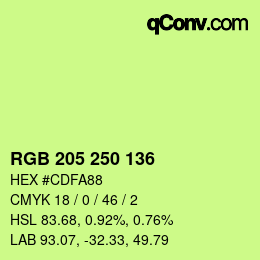 カラーコード: RGB 205 250 136 | qconv.com