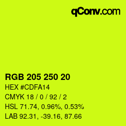 颜色代码: RGB 205 250 20 | qconv.com