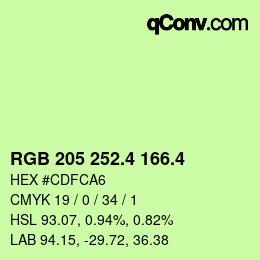 カラーコード: RGB 205 252.4 166.4 | qconv.com