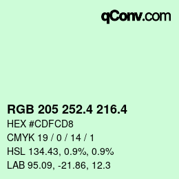 カラーコード: RGB 205 252.4 216.4 | qconv.com