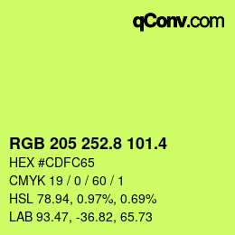 カラーコード: RGB 205 252.8 101.4 | qconv.com