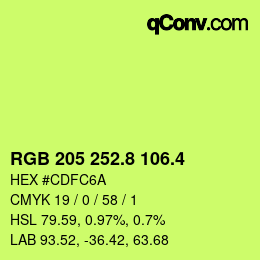 カラーコード: RGB 205 252.8 106.4 | qconv.com