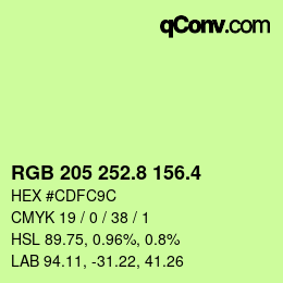 カラーコード: RGB 205 252.8 156.4 | qconv.com