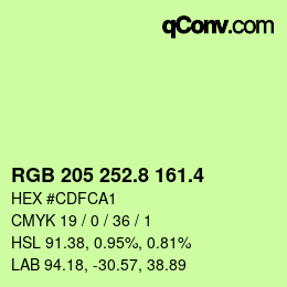 カラーコード: RGB 205 252.8 161.4 | qconv.com